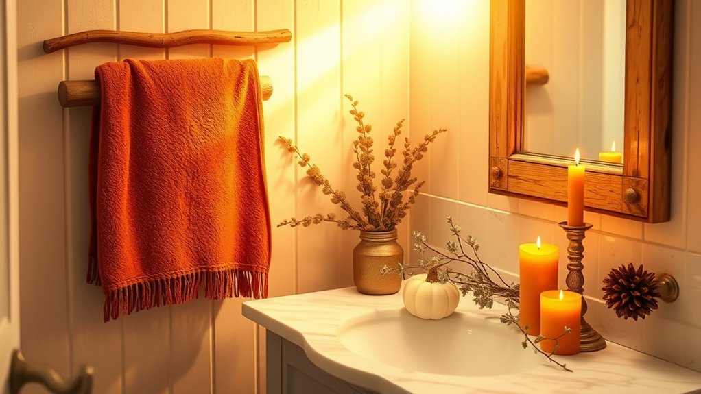 cozy fall bathroom decor