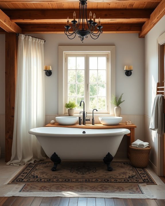 cozy farmhouse bathroom lighting
