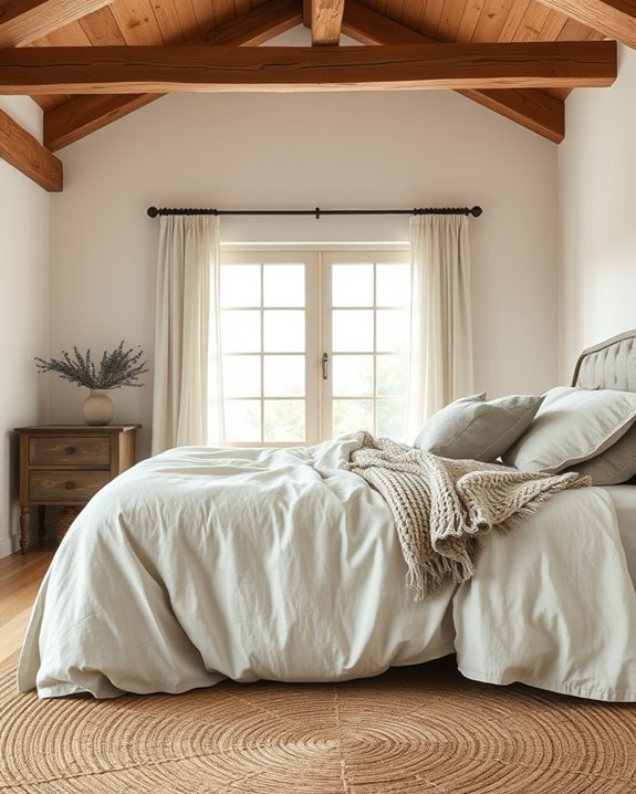 cozy farmhouse bedroom fabrics