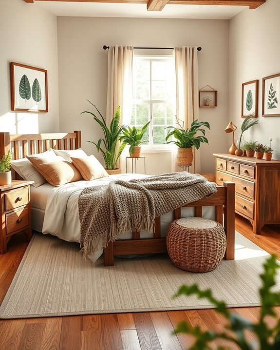 cozy farmhouse bedroom greenery