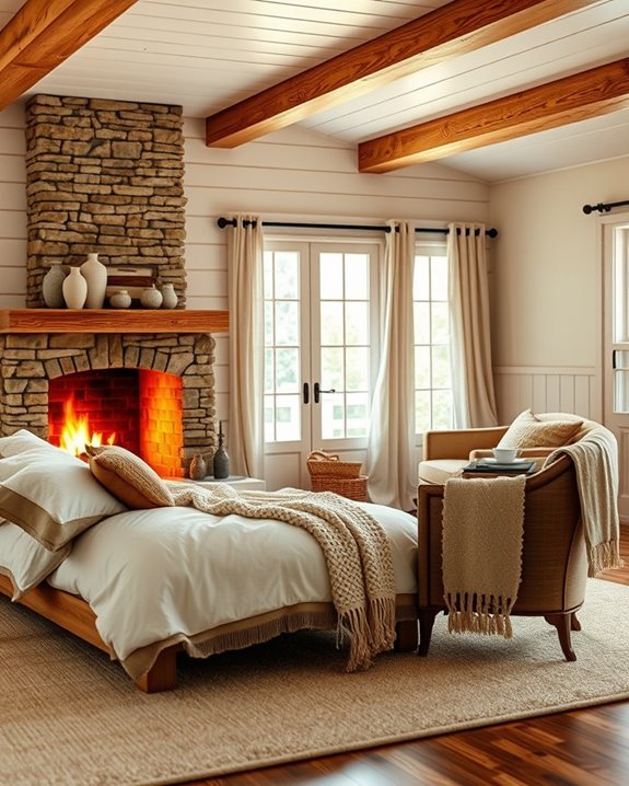 cozy farmhouse fireplace nook