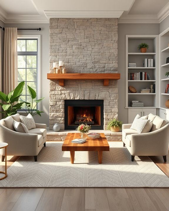 cozy fireplace gathering space