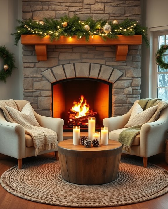 cozy fireplace seating arrangement