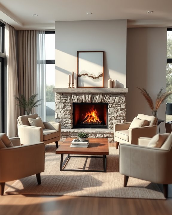 cozy fireplace seating arrangement