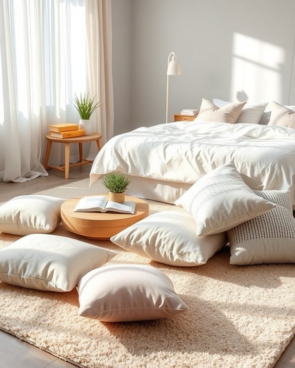 cozy floor cushions enhance space