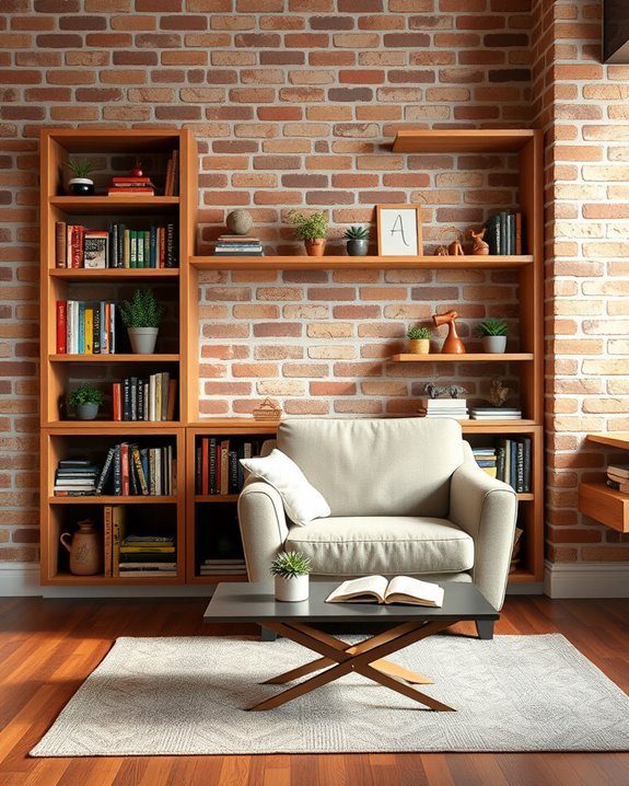 cozy functional built in shelves