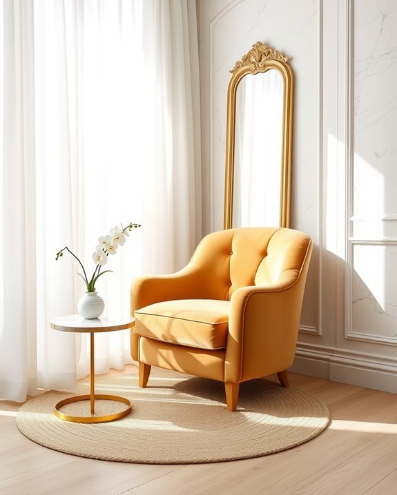 cozy gold accent chairs
