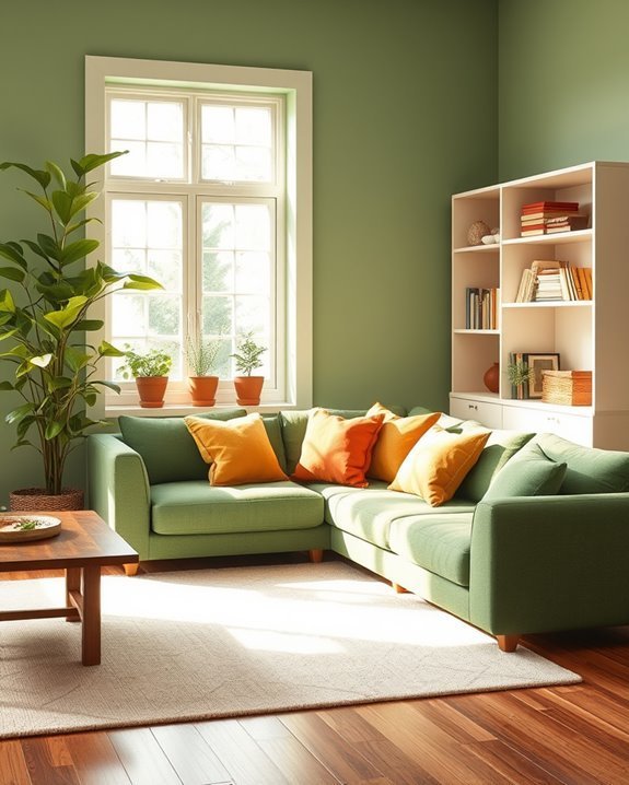 cozy green and warm accents