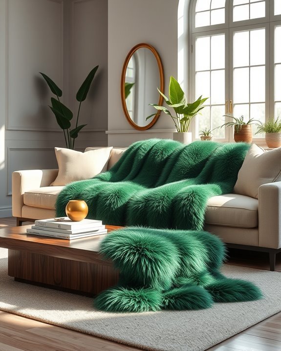 cozy green faux fur