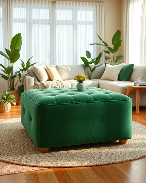 cozy green ottoman styling