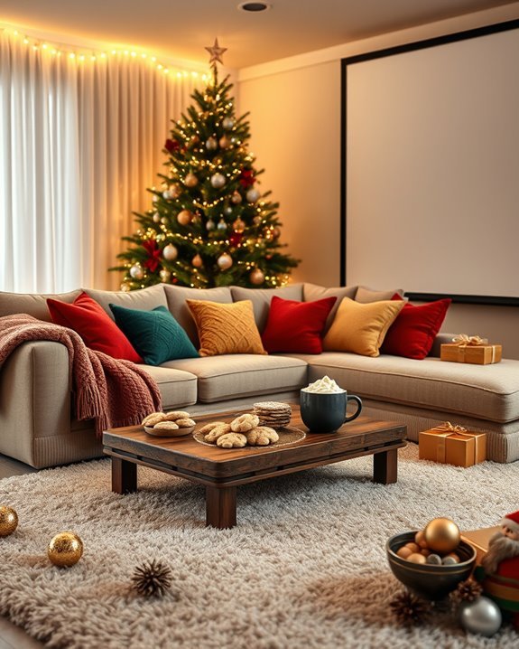 cozy holiday movie setup