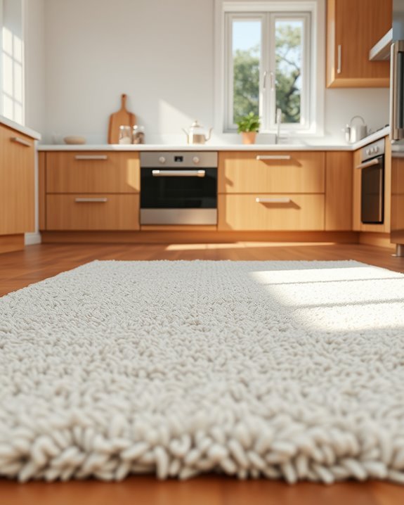 cozy kitchen rug placement