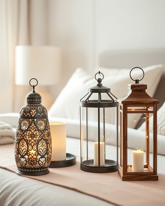cozy lantern style bedroom lighting
