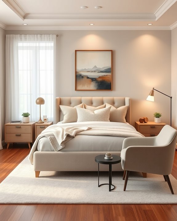 cozy layered bedroom lighting