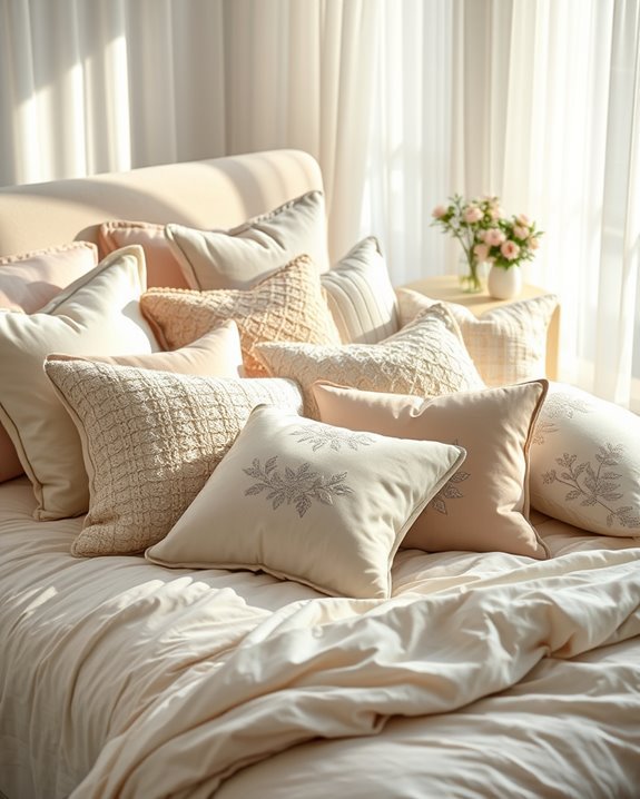 cozy layered decorative pillows