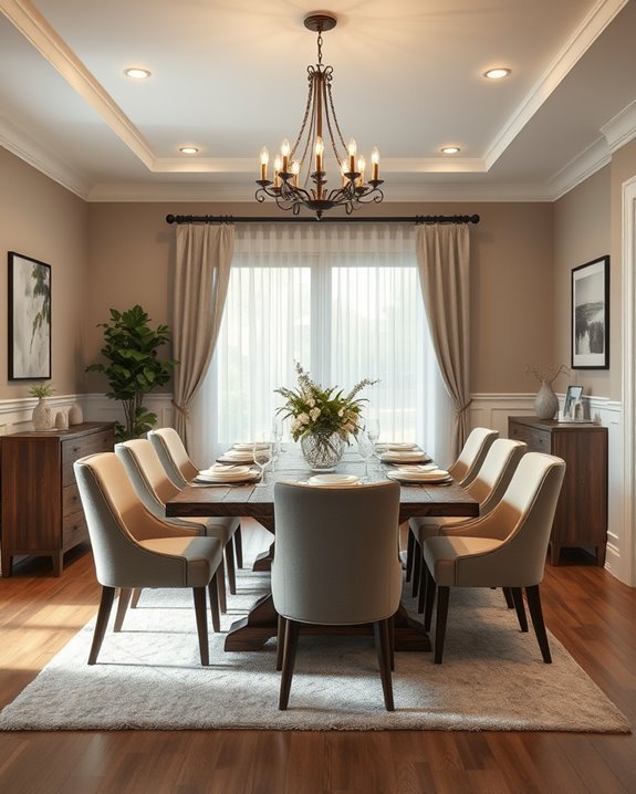 cozy layered dining lighting