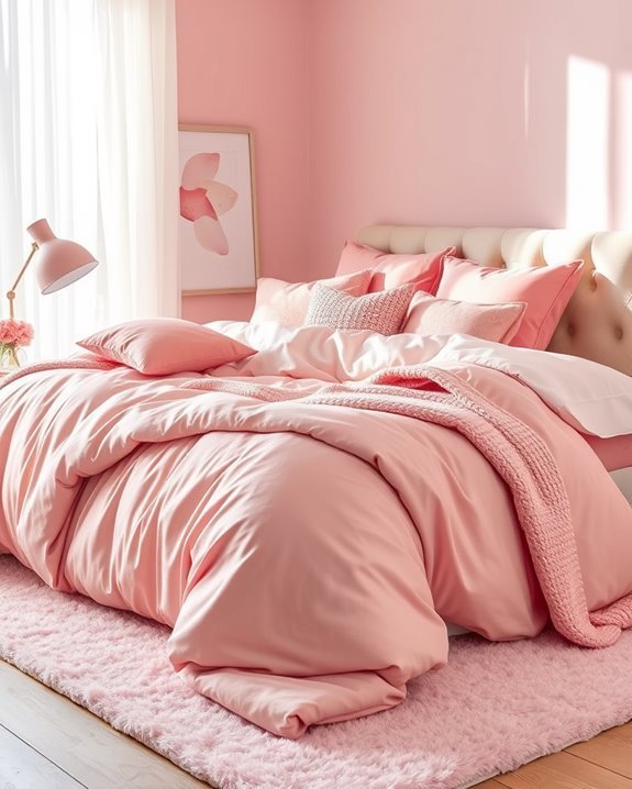 cozy layered pink textiles