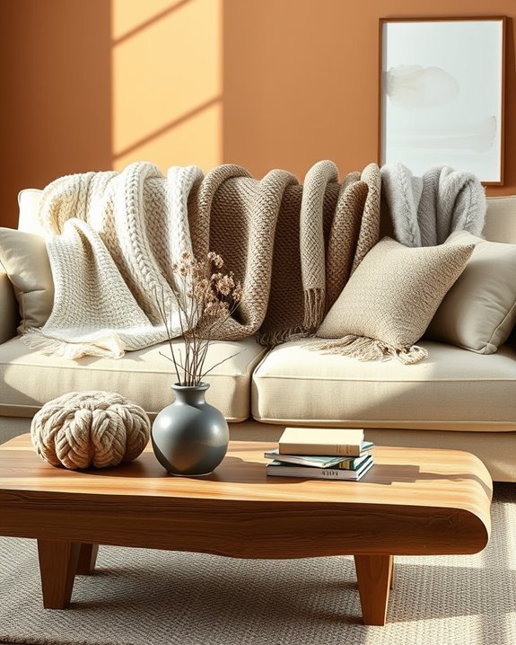 cozy layered textured throws