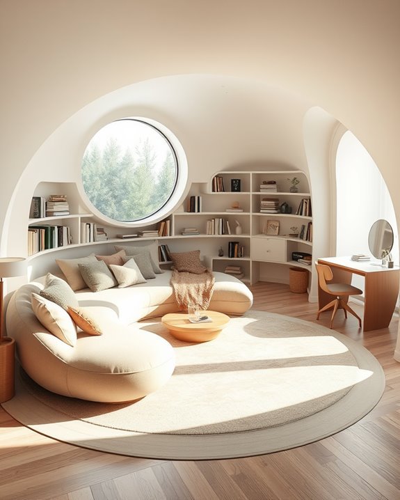 cozy nook with curved furniture