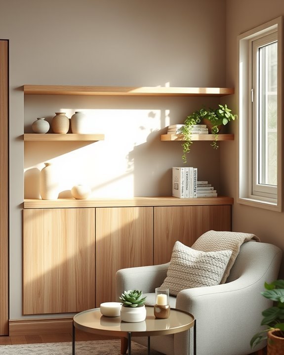 cozy nook with shelves