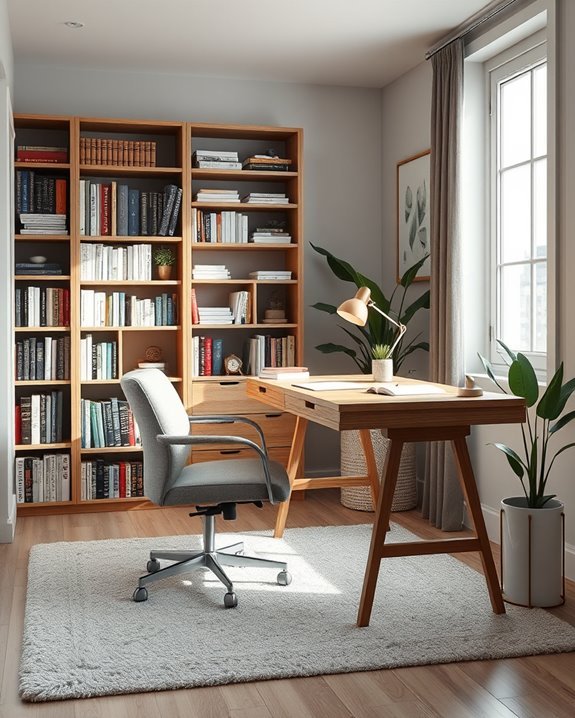 cozy office small library