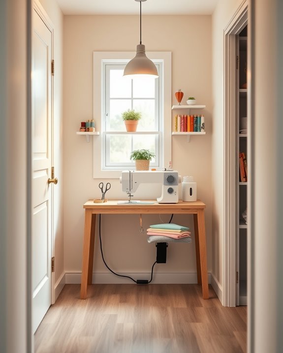 cozy organized sewing corner