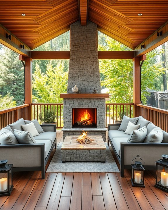 cozy outdoor fireplace design