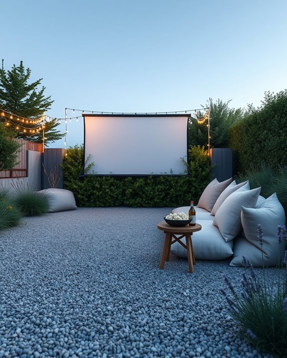 cozy outdoor movie setup