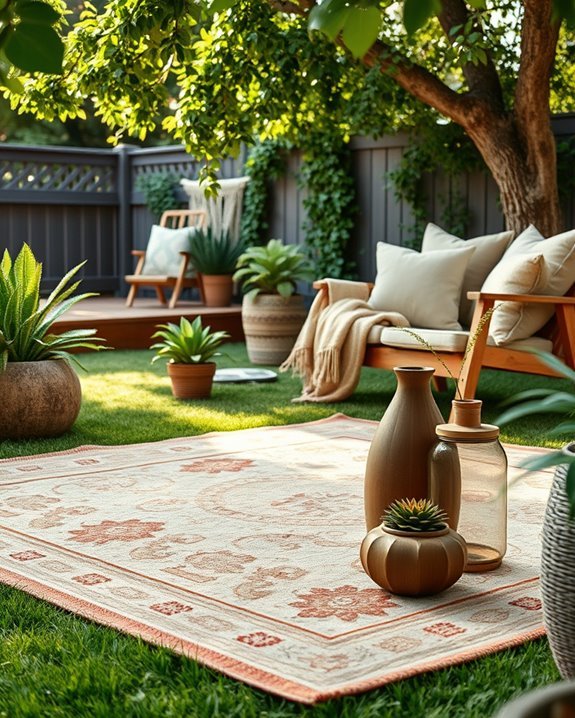 cozy outdoor rug placement