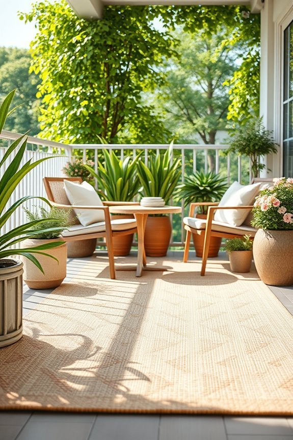cozy outdoor rug placement