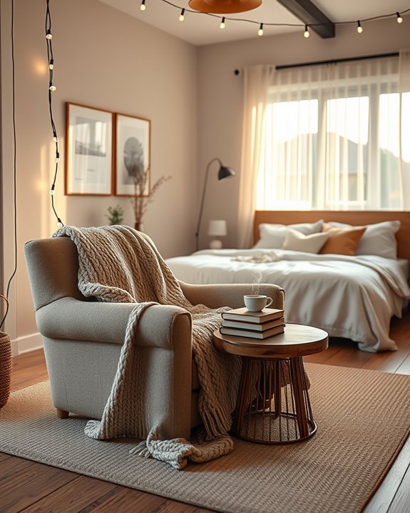 cozy overhead string lights