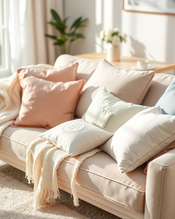 cozy pastel throw pillows