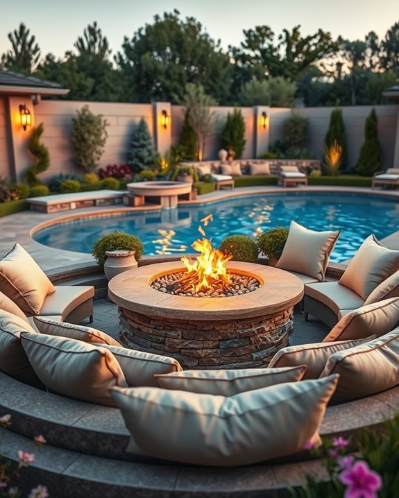 cozy poolside fire pit