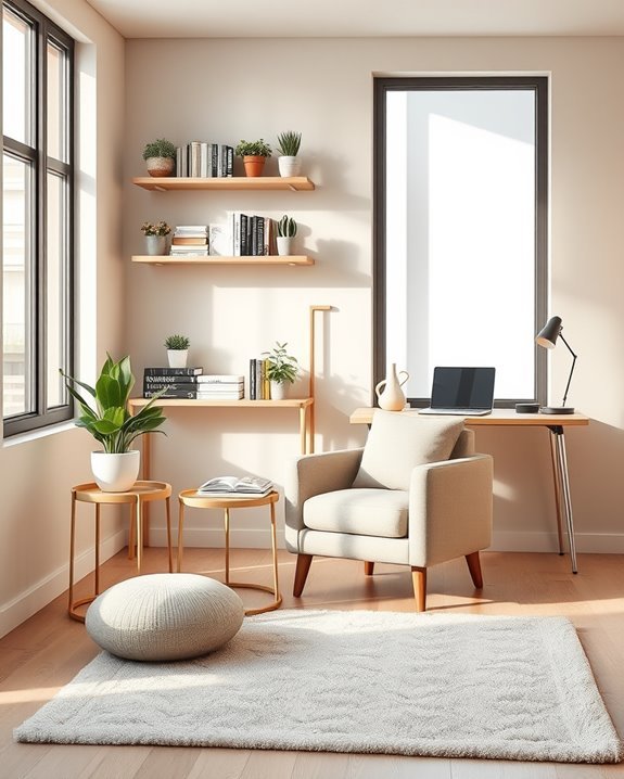 cozy reading and workspace