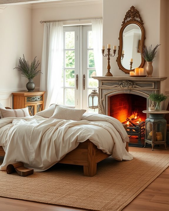 cozy romantic rustic fireplace