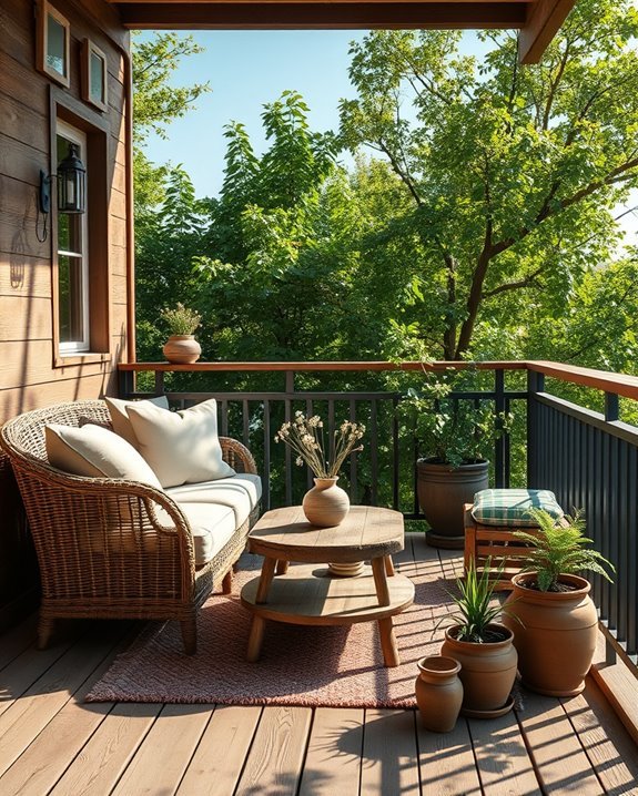 cozy rustic balcony retreat