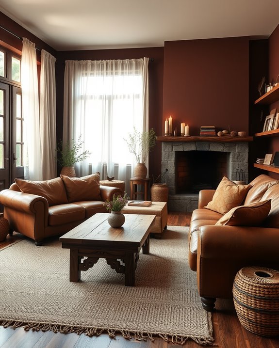 cozy rustic cinnamon living room