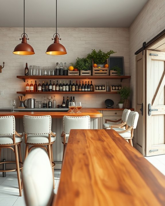 cozy rustic farmhouse bar