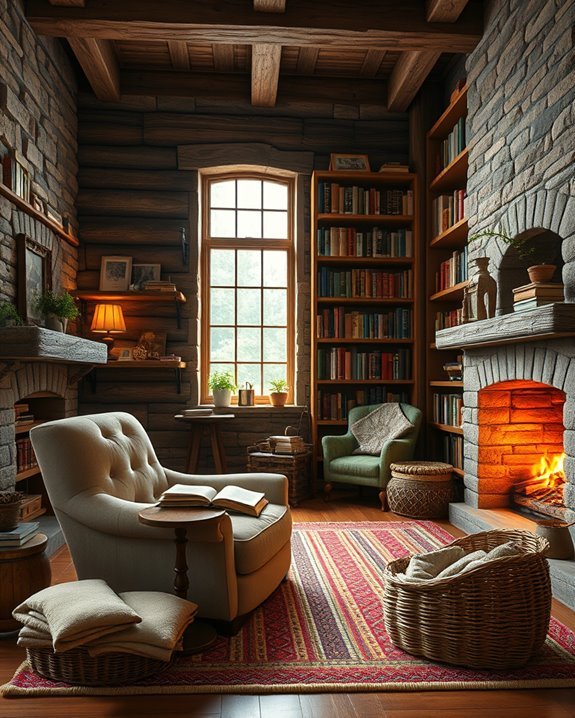 cozy rustic reading room