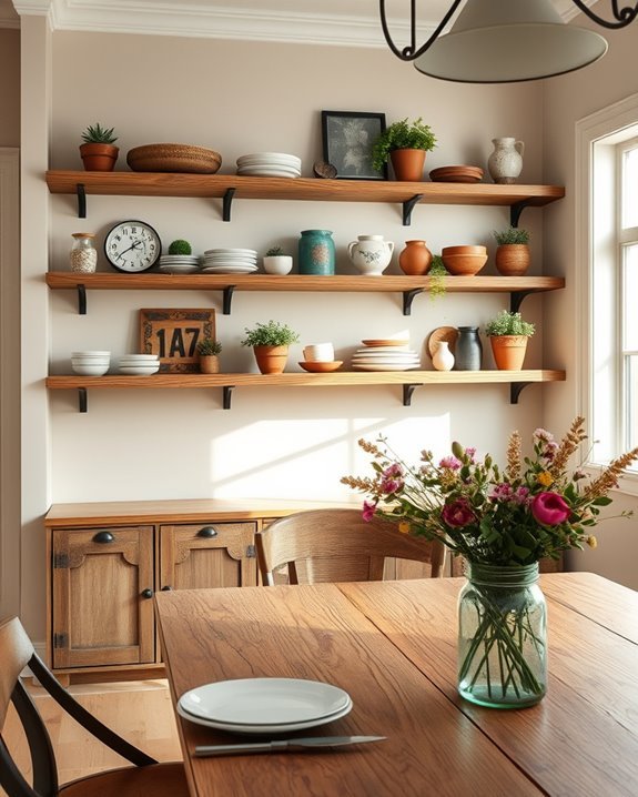 cozy rustic wood shelves