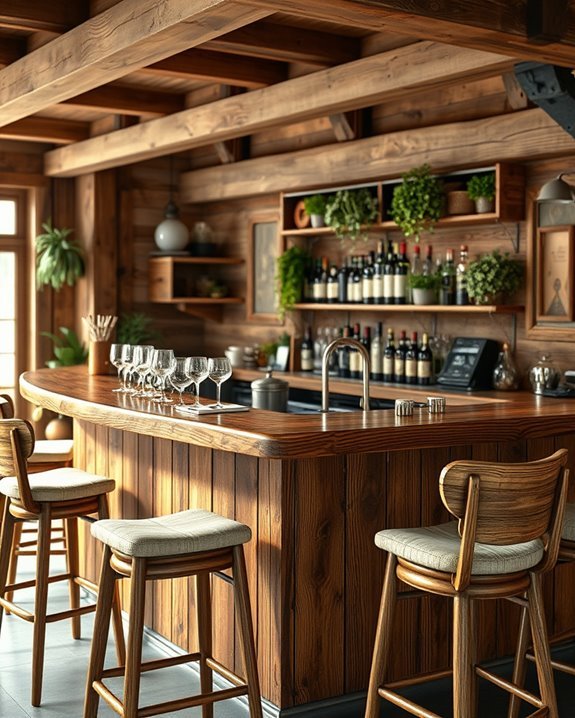 cozy rustic wooden bar