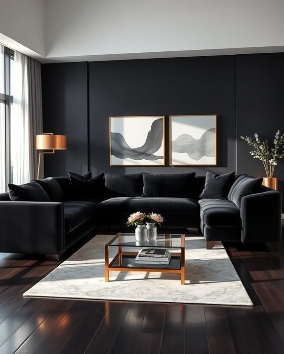 cozy sophisticated black sectional