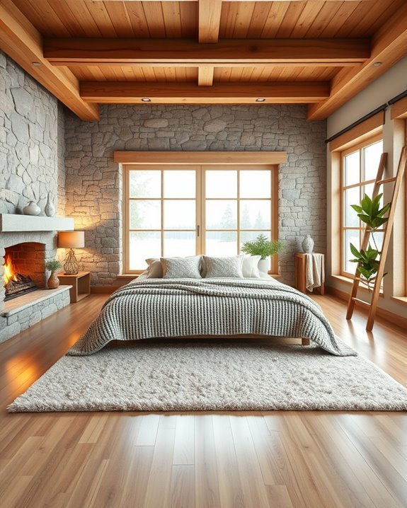 cozy stone fireplace warmth