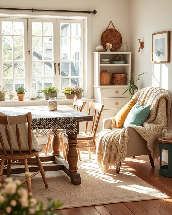 cozy textiles enhance dining