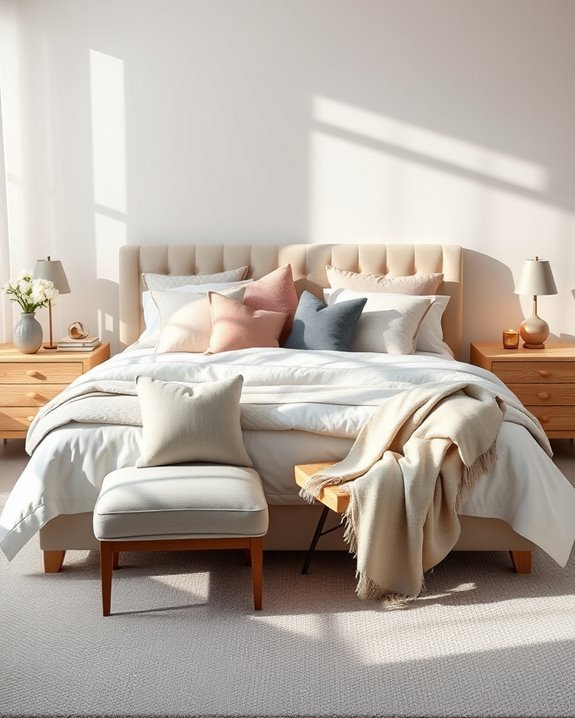 cozy textured color coordinated pillows