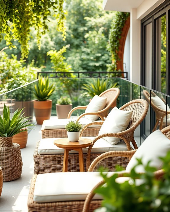 cozy wicker balcony retreat