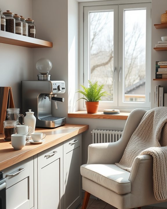 cozy window side coffee nook