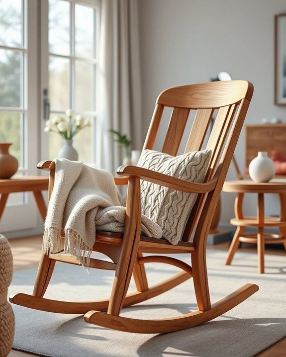 cozy wooden rocking chair
