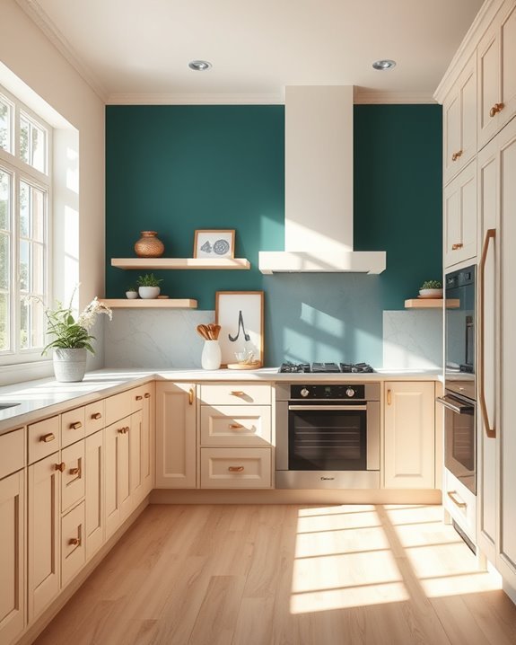 cream cabinets bold accents