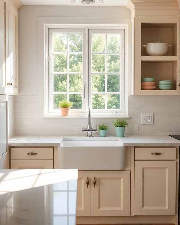 cream cabinets pastel accents